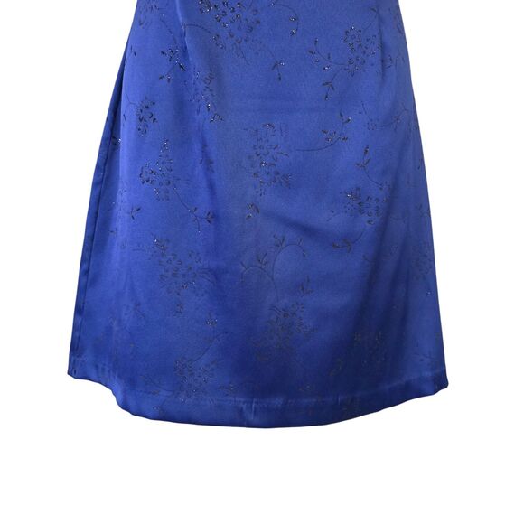 VTG City Triangles Cocktail Dress Blue Square Neck Tank Mini Dainty Floral Hoco - Picture 7 of 8